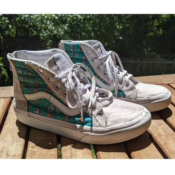 VANs SEA PARTY SK8 HI ZIP ORCHID ICE TRUE WHITE  size: 2.5 kids - Picture 1 of 11